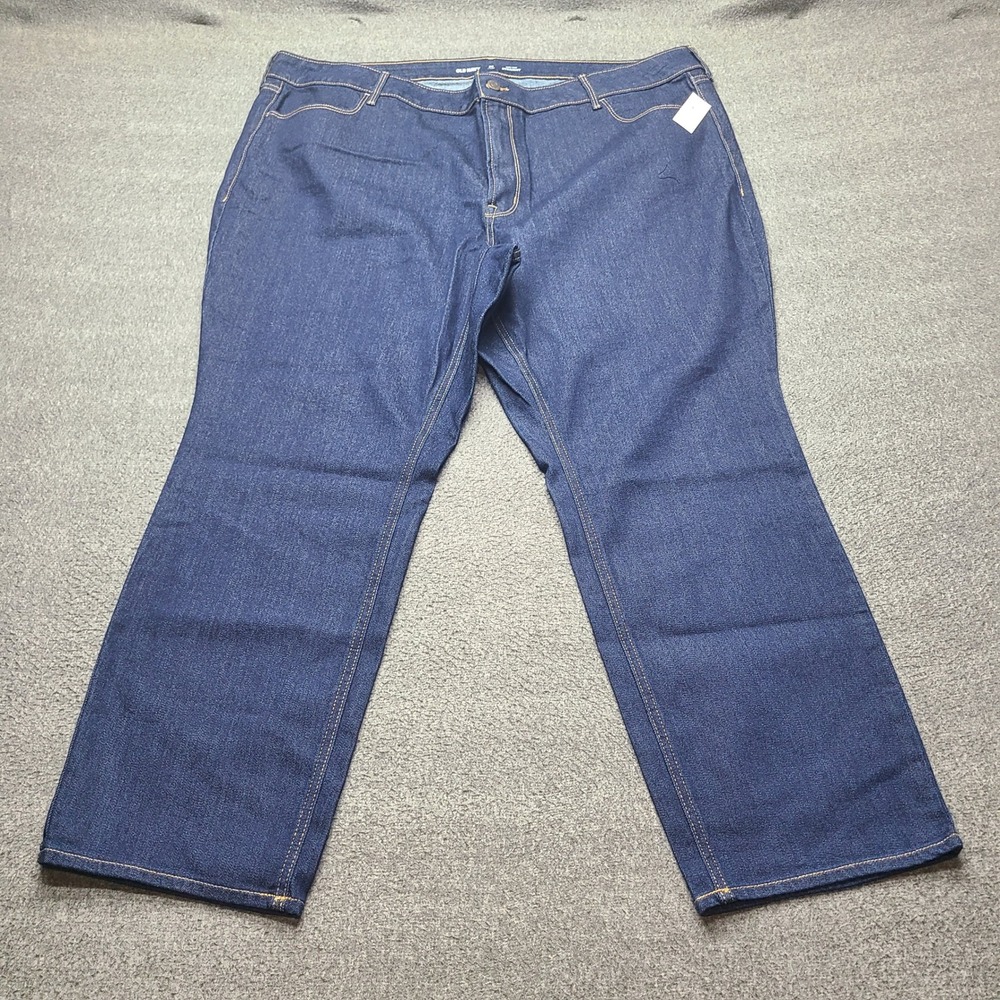 Old Navy Straight Jeans Women 24 Short Dark Blue Excellent High Rise Stretch